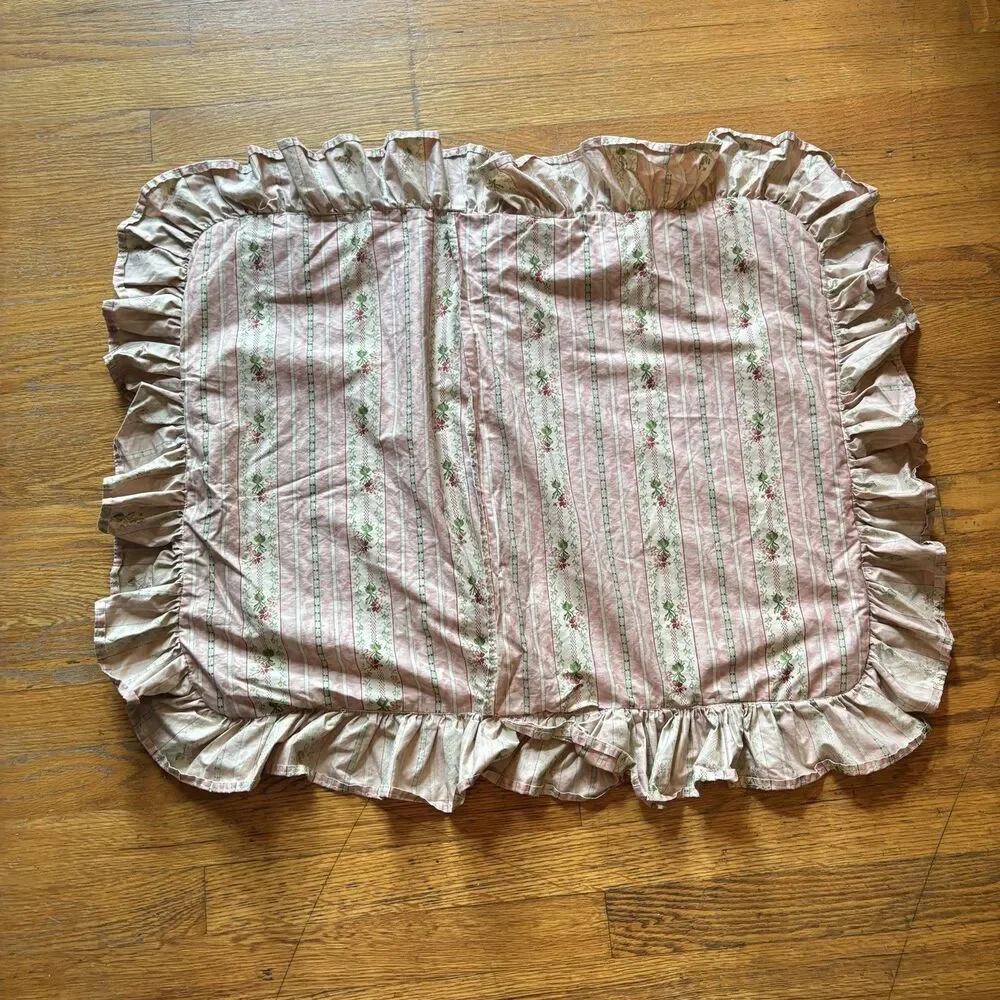 VTG Ralph Lauren LILLIAN Standard Pillow Sham Pink Floral Cotton Chintz Made USA